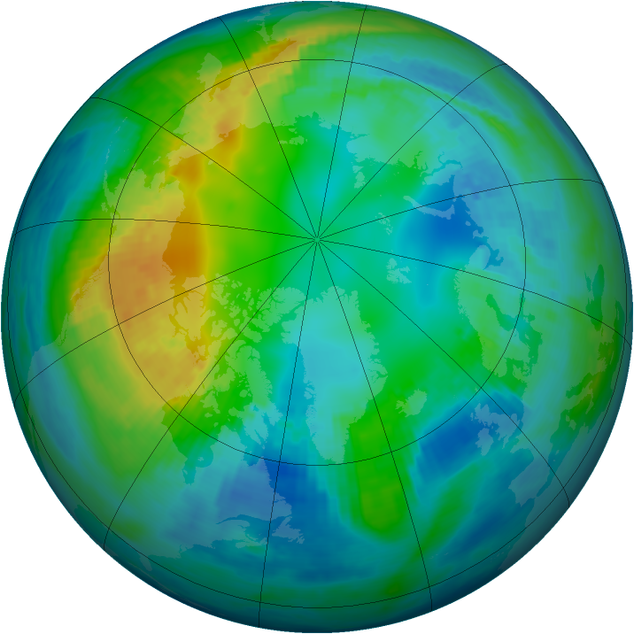 Arctic ozone map for 07 November 1985